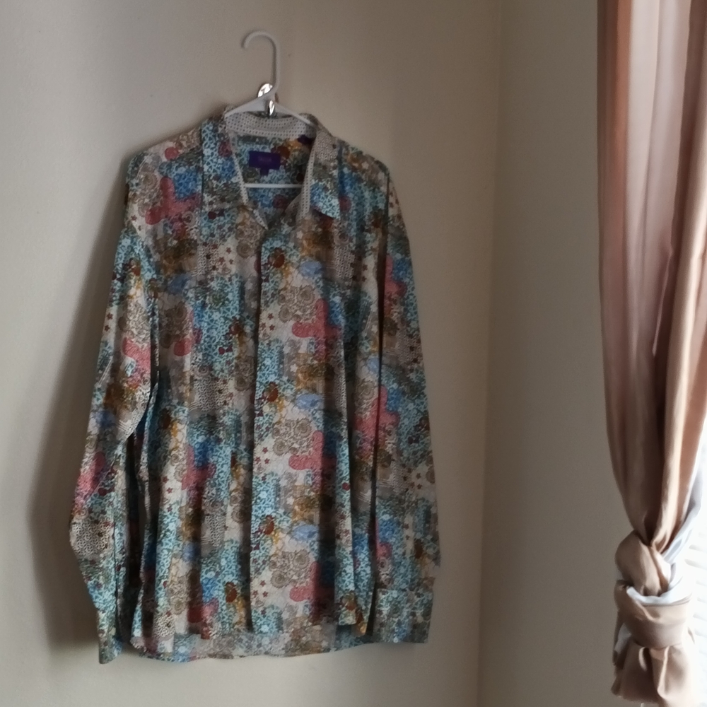 TALLIA Shirt Men 18.5 Multi-Color Party Academia Office Church Dinner Events